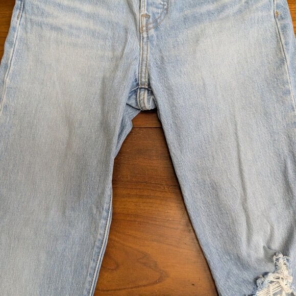 Womens 24 Blue Levi’s Premium Denim Wedgie Straight Jeans Button Fly Distressed - Picture 4 of 10